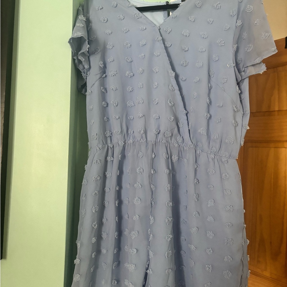 Charming Light Blue Shorts Romper